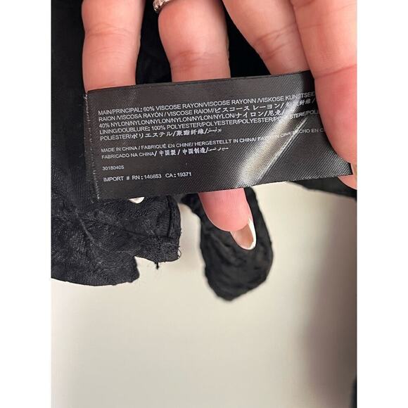 Keepsake Floral Long Sleeve Ruffle Trim Tie Front Crop Top Black Women's Size S - Picture 7 of 8